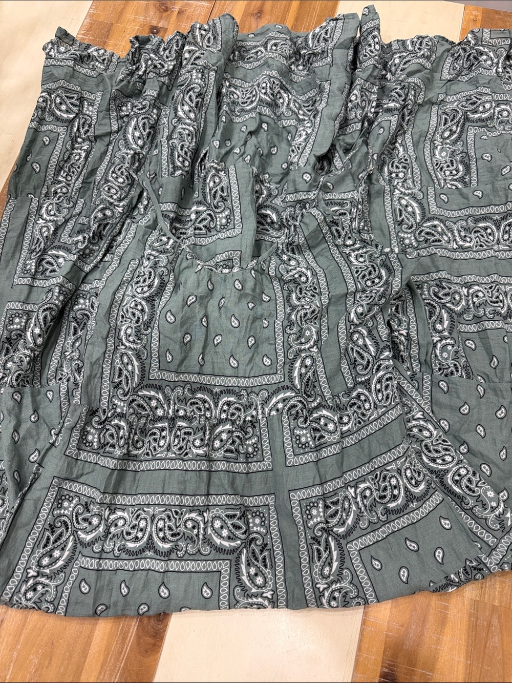 Shade & Shore Olive Green Paisley Maxi Skirt
